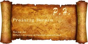 Preiszig Hermia névjegykártya
